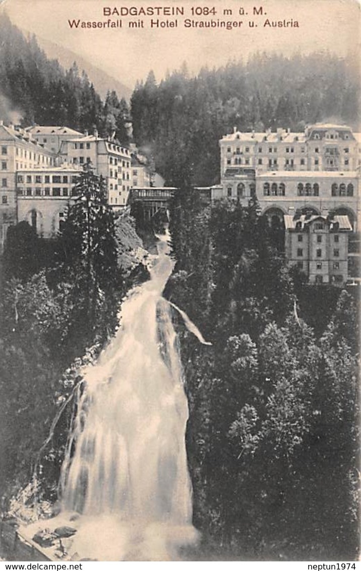 Bad Gastein, Wasserfall Mit Hotel Straubinger Und Austria - Bad Gastein