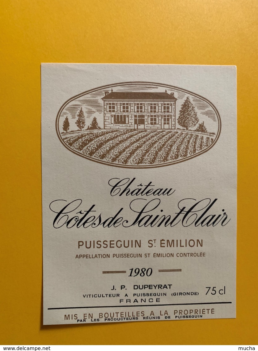 9315 - Château Côtes De Saint Clair 1980 Puisseguin Saint-Emilion - Bordeaux