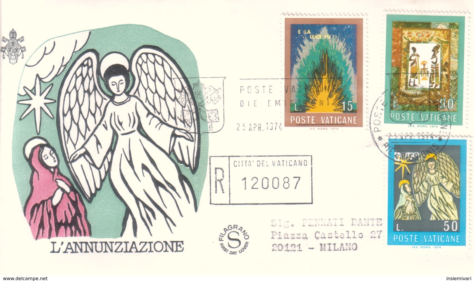 FDC Filagrano - Vaticano 1974 - La Bibbia - 2 Raccomandate . - FDC