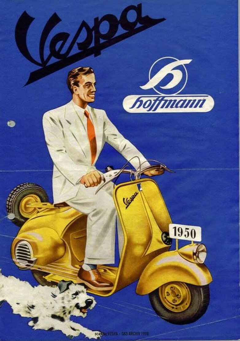 Motocycle Postcard Vespa Hoffmann 1950 - Reproduction - Pubblicitari