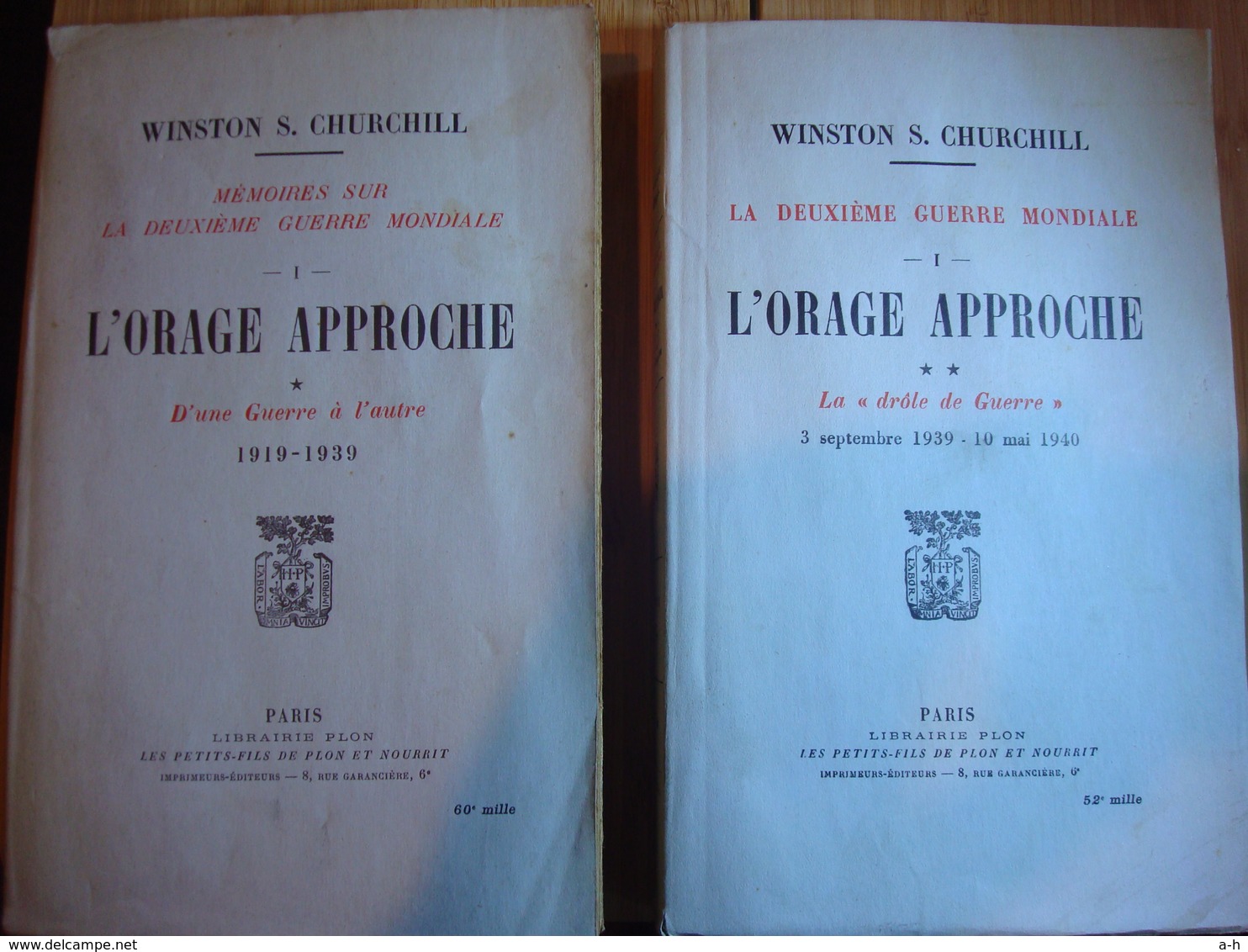 W. Churchill  :L'orage Approche , 2 Livres écrit En 1948 - Frans