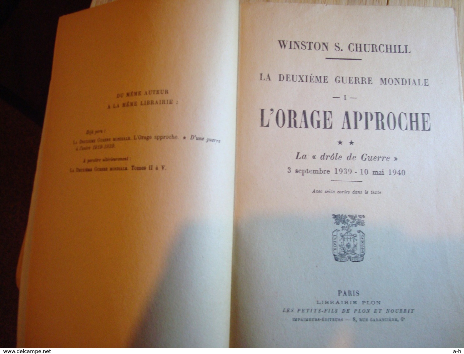 W. Churchill  :L'orage Approche , 2 Livres écrit En 1948 - Frans