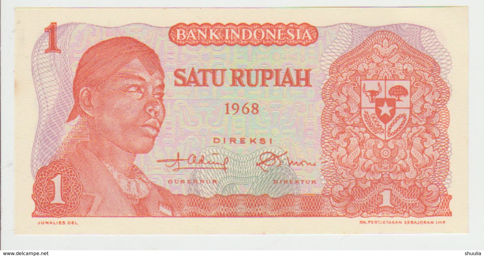 Indonesia 1 Rupian 1968 Pick 102 UNC - Indonésie