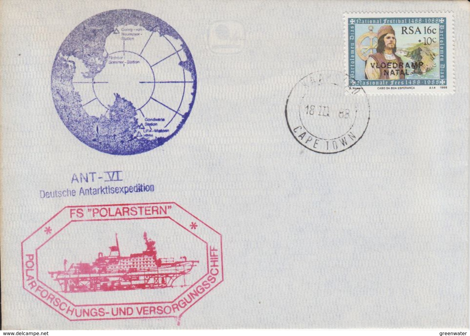 South Africa 1988 Polarstern Ca 18 III 88 Capetown Cover (41548) - Navires & Brise-glace