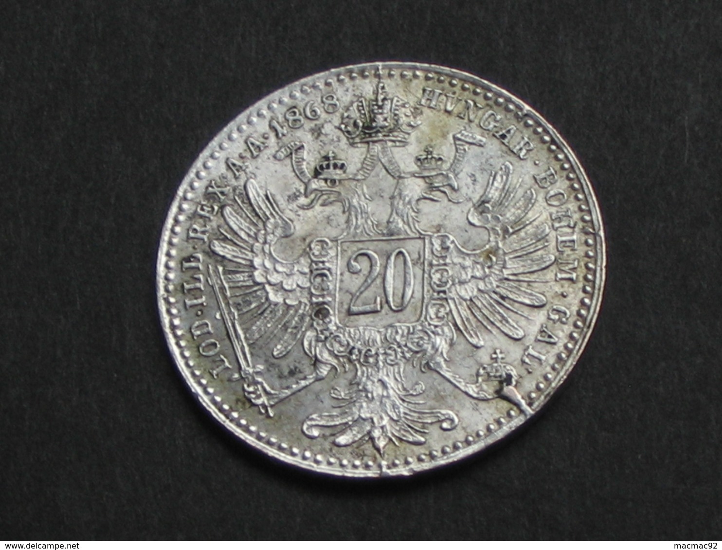 AUTRICHE - AUSTRIA  20 Kreuzer 1868 Vienne / Empereur François-Joseph Ier Tête Laurée   **** EN ACHAT IMMEDIAT **** - Autriche