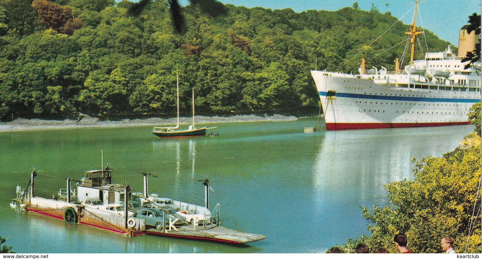 King Harry Reach - Car Ferry & Cruise Ship - King Harry Ferry, Falmouth, Cornwall - John Hinde - TRIUMPH SPITFIRE - Falmouth