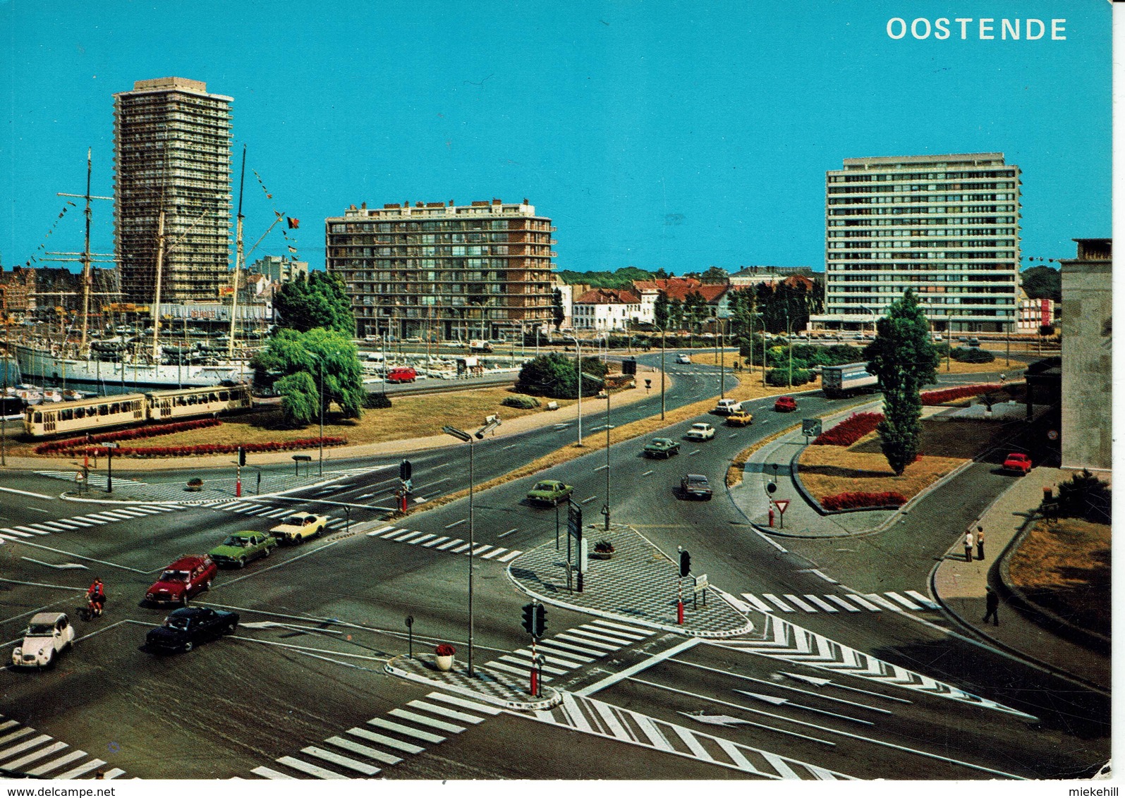 OOSTENDE-OSTENDE-YACHT CLUB-MERCATOR-TRAM-HOTEL MELINDA AUTOMOBILES-CITROEN-oblitération LEGAERDS FEESTEN - Oostende