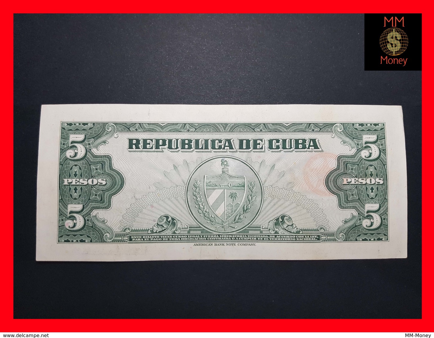 CUBA 5 Pesos 1960  P. 92  XF - Cuba