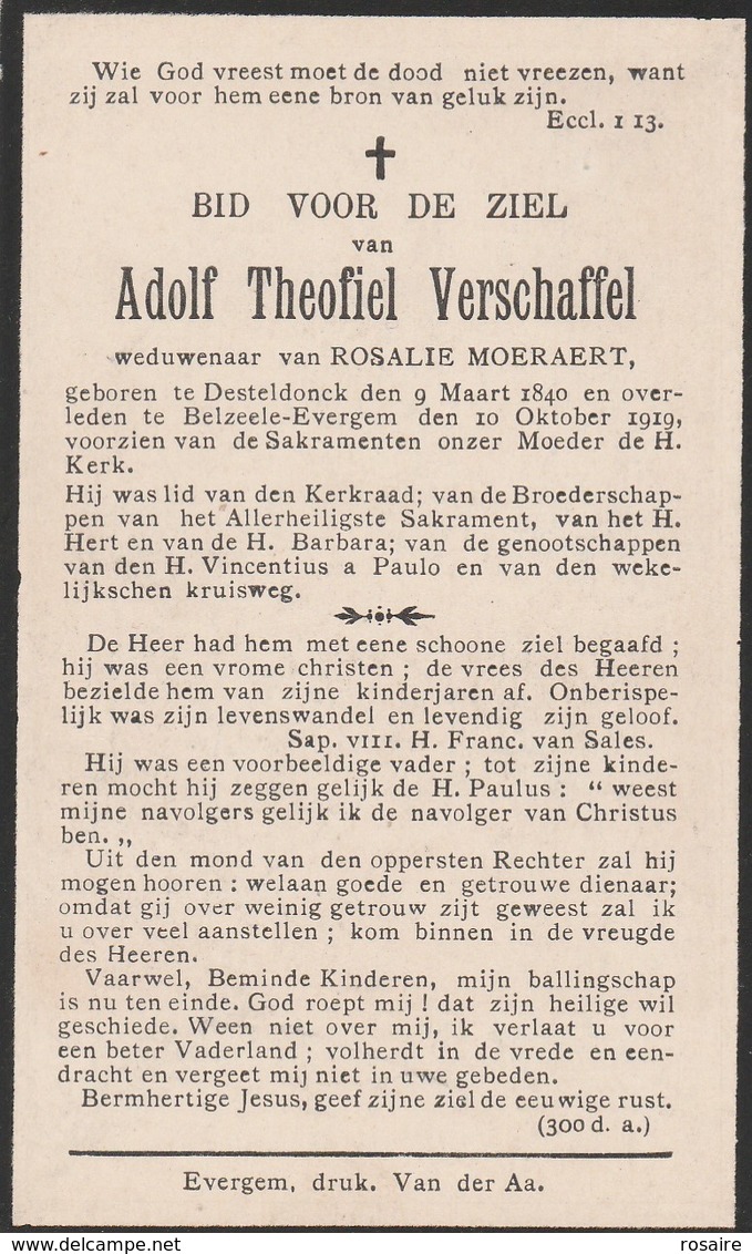 Adolf Theophiel Verschaffel-desteldonck 1840-belzeele-evergem 1919 - Devotion Images