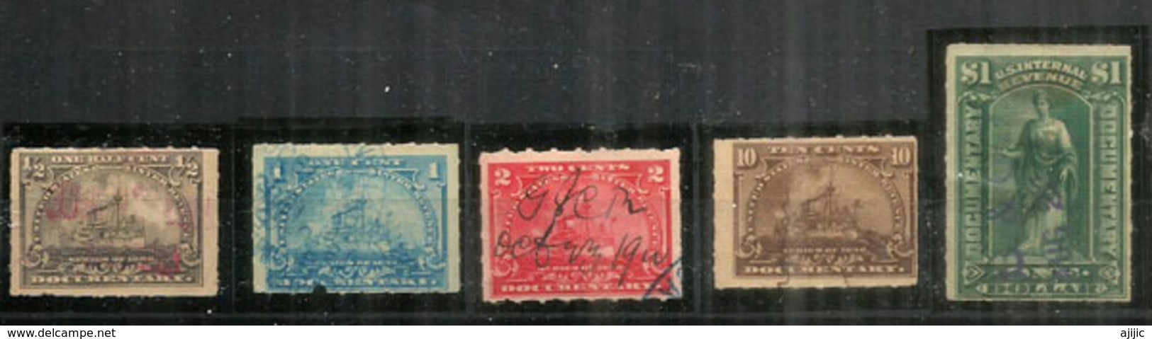 Year 1898 DOCUMENTARY Battleship Stamps. 1/2c - 1c - 2c- 10c + $ 1.00 . Oblitérés Bonne Qualité. Bonnes Valeurs - Fiscaux