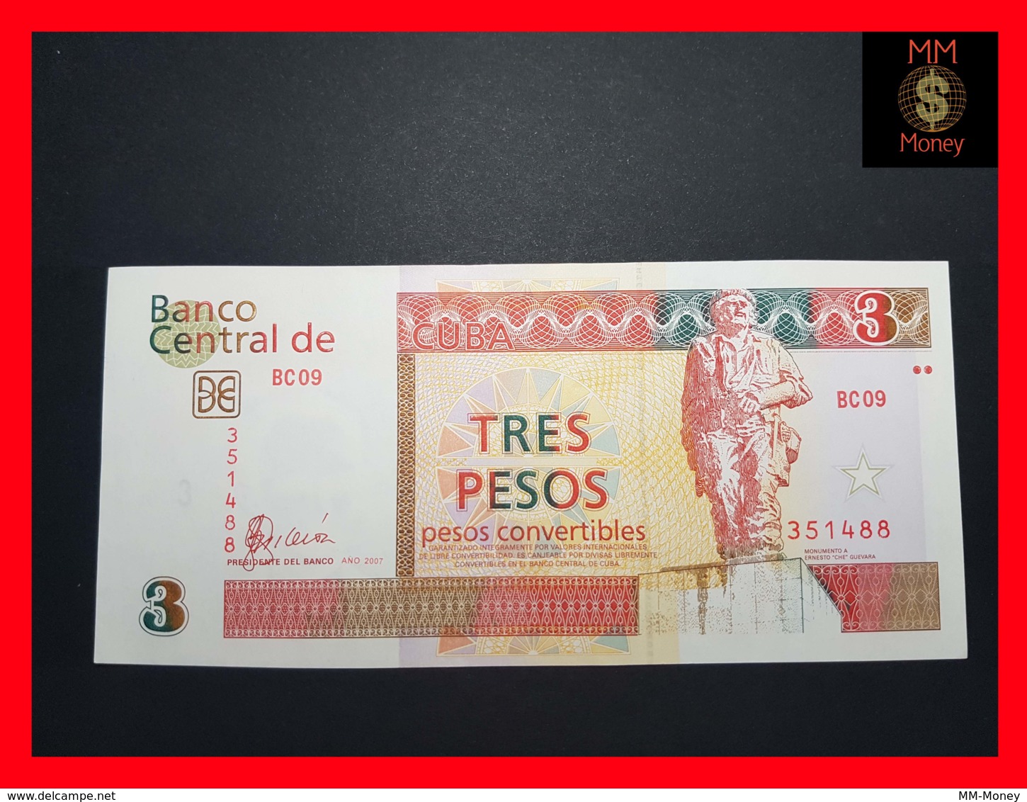 CUBA 3 Pesos Convertibles 2007  P. FX 47  "CHE" UNC - Cuba