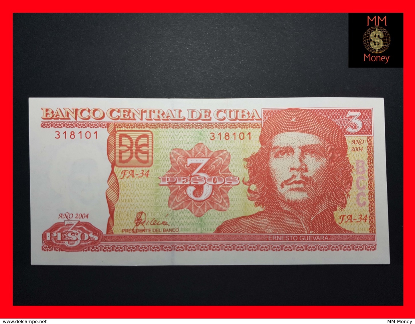 CUBA 3 Pesos 2004  P. 127   UNC "CHE" - Cuba