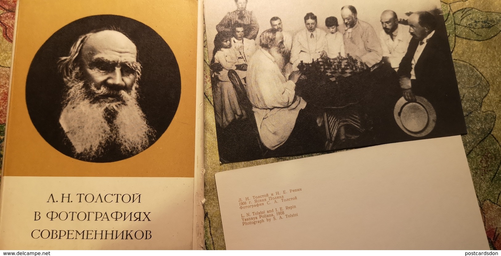 OLD USSR PC. 20 Postcards Lot WRITER LEO TOLSTOY Incl PLAYING CHESS WITH SUKHOTIN - Chess - Échecs - Echecs