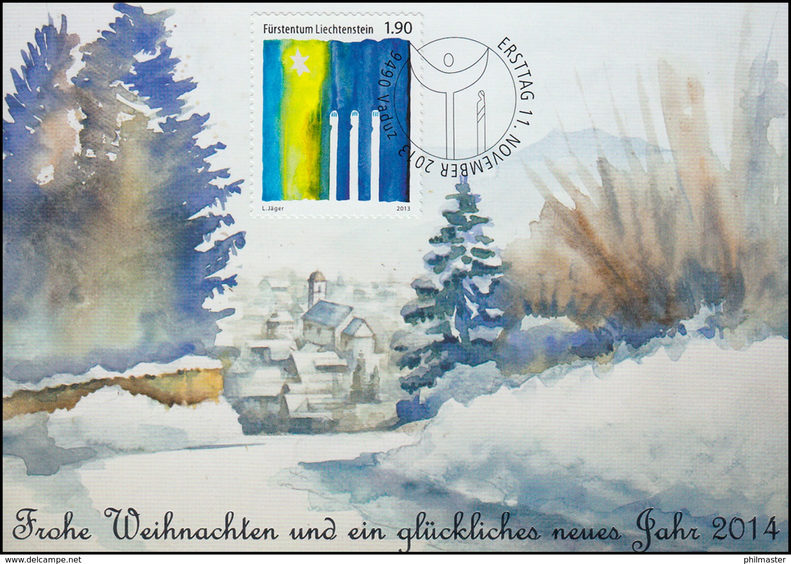 Liechtenstein 1698 Weihnachten - Grußkarte Zum Jahreswechsel 2014 - Maximumkarten (MC)