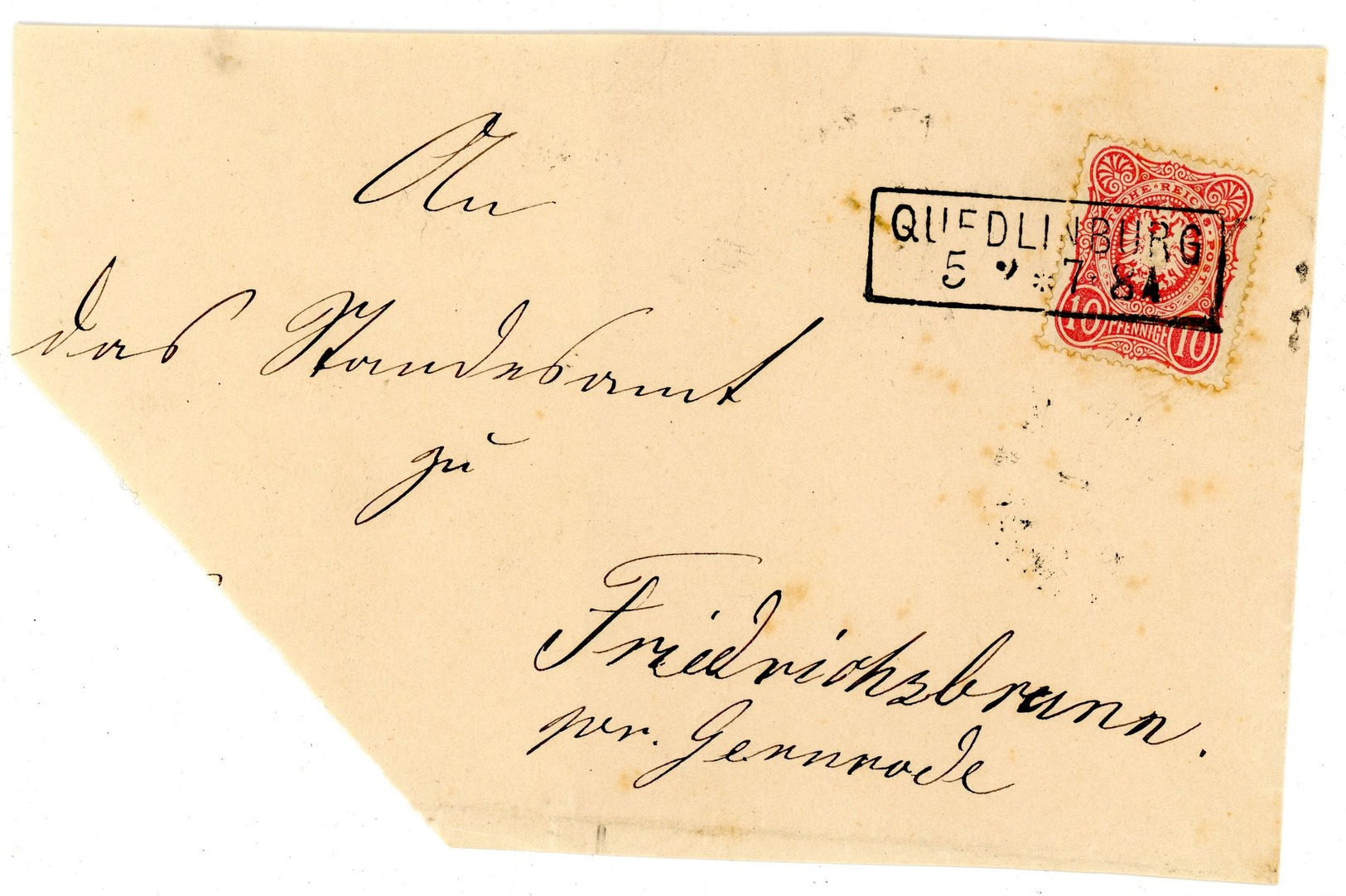 "QUEDLINBURG" Ra 2 Auf Vds. Nr. 33 Nach Friedrichsbrunn - Lettres & Documents