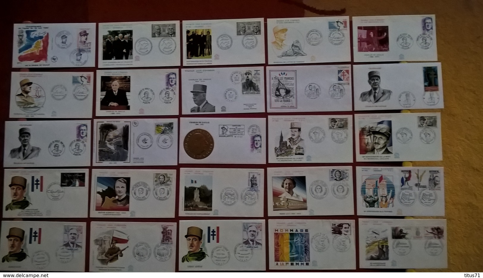 Lot De + De 100 FDC / Enveloppes 1er Jour - Thèmes Libération - De Gaulle - France Et Colonies - Militaria