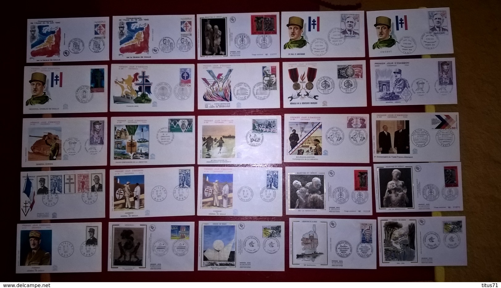 Lot De + De 100 FDC / Enveloppes 1er Jour - Thèmes Libération - De Gaulle - France Et Colonies - Militaria