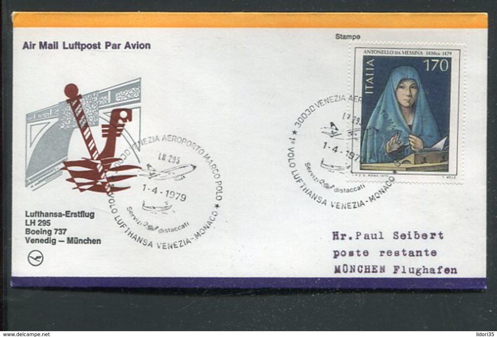 Italien / 1979 / Lupo-Brief (Erstflug) Ex Venedig (3/067) - Posta Aerea