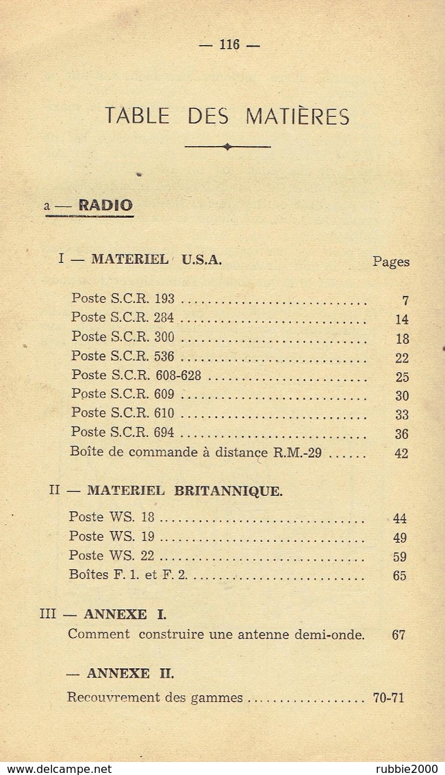 NOTICE SOMMAIRE SUR LES MATERIELS DE TRANSMISSIONS EN USAGE EN INDOCHINE 1949 RADIO TELEPHONE EXTREME ORIENT - Radios