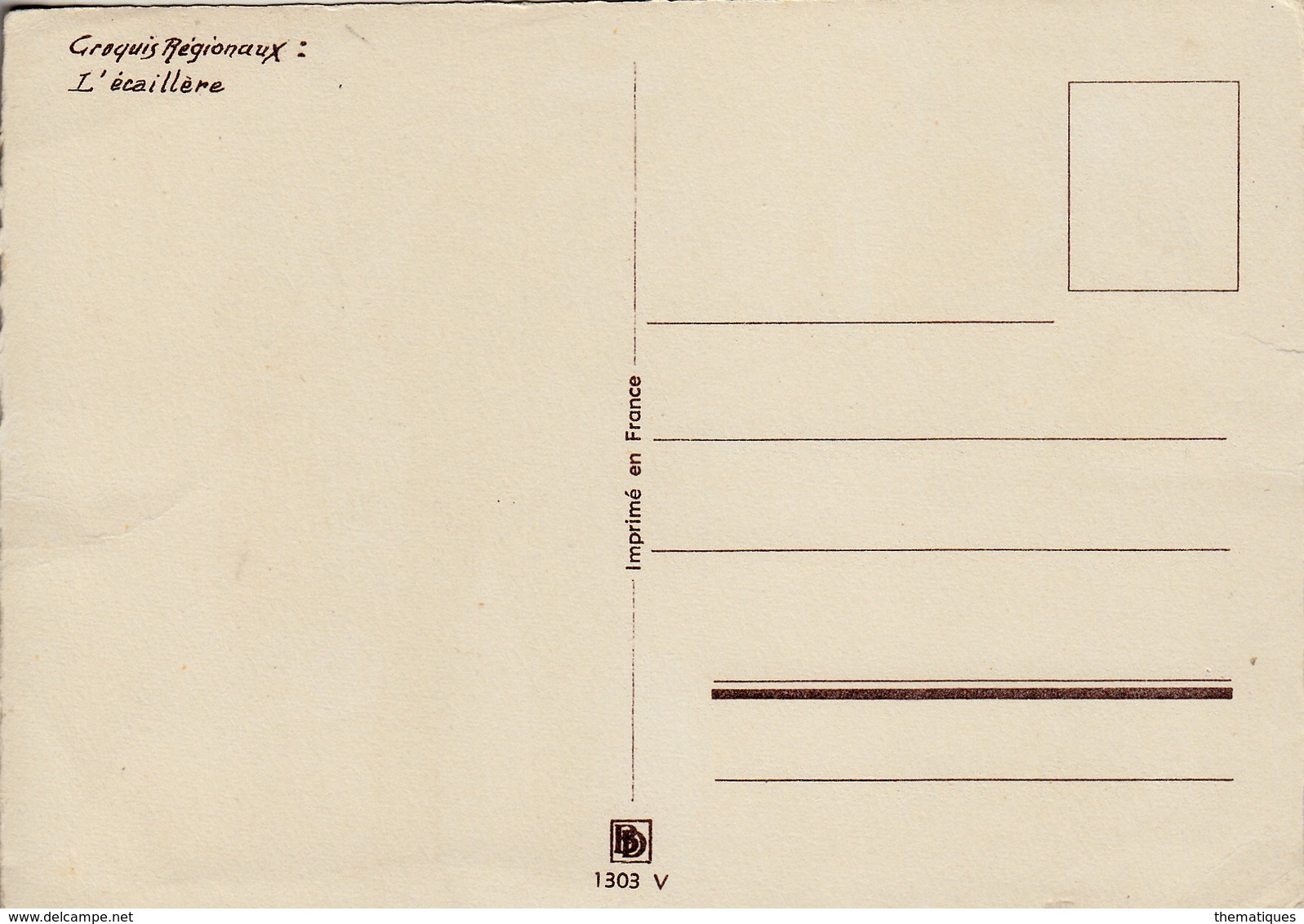 Thematiques Croquis Régionaux J H Bonnefoy Pêche Huitre L’écaillère Marin Fillette - Sonstige & Ohne Zuordnung