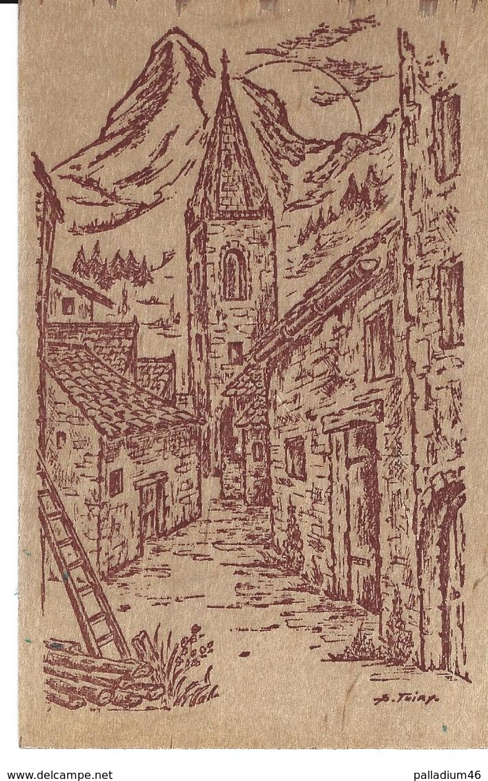 CARTE EN BOIS  2 PIECES - CREATION ARTISANALE JACLO - EGLISE PONT MONTAGNE MAISON - Altri & Non Classificati