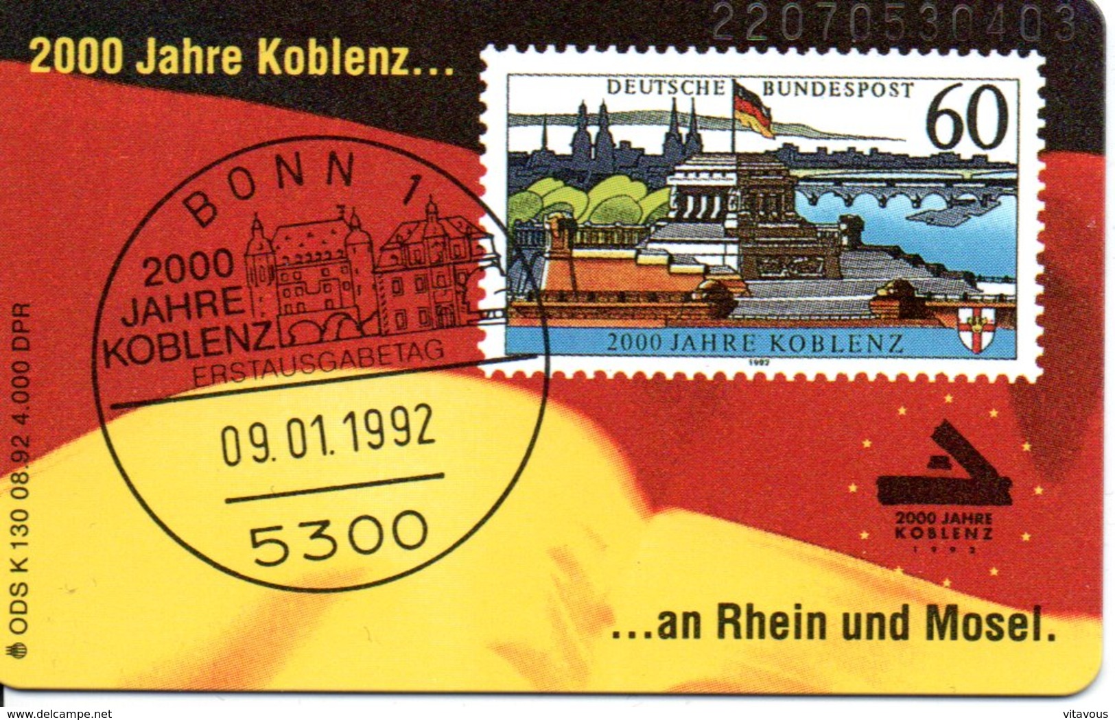 Timbre Stamp Télécarte K 130 08.92. - 4 000 Ex - Phonecard  Karte (G 622) - K-Series : Série Clients