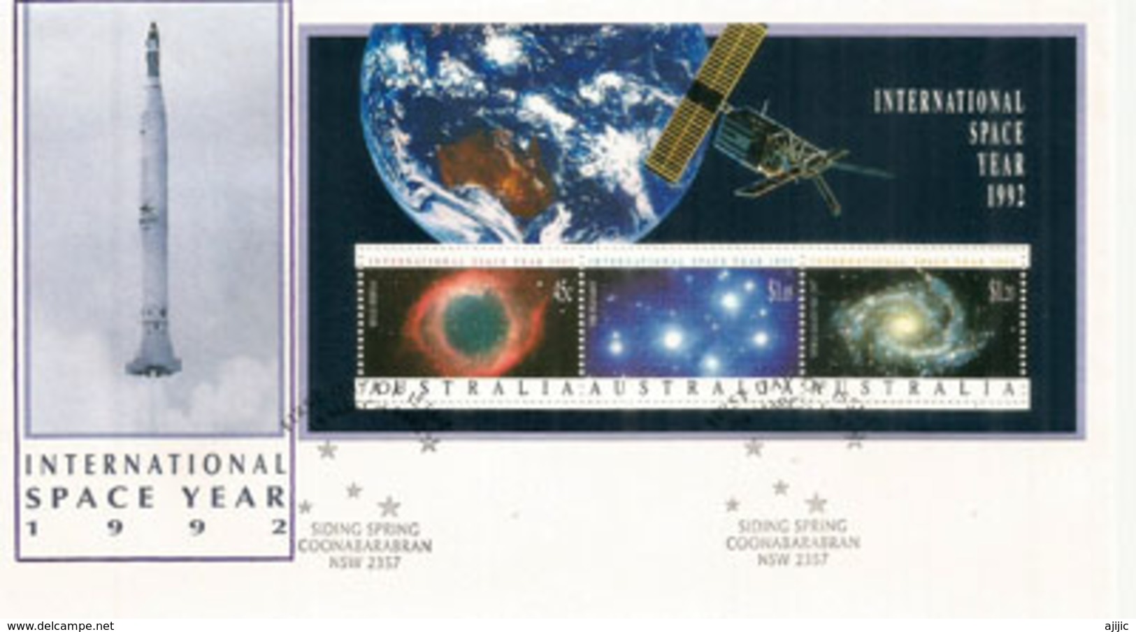 Année Internationale De L'Espace 1992. Bloc-feuillet Sur FDC. Oblitération Siding Spring Observatory. - Ozeanien