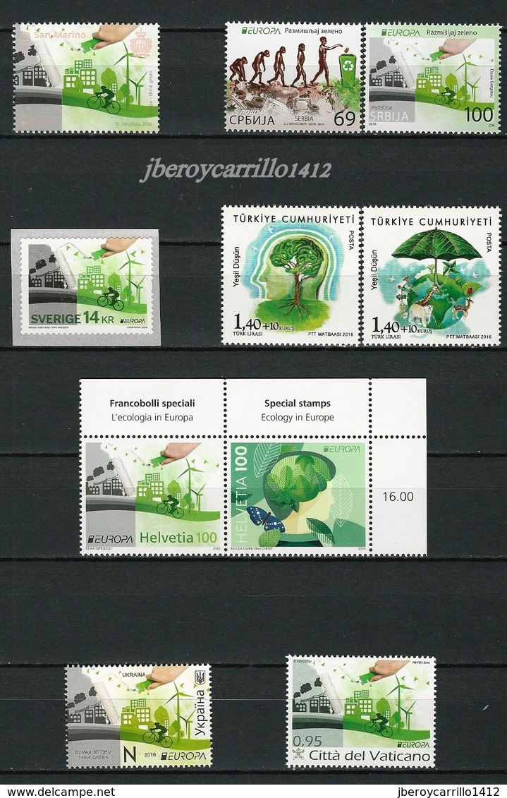 EUROPA 2016-"ECOLOGIA - EL PENSAMIENTO VERDE - THINK GREEN ".-COLECCION 116 SELLOS + 17 BF - ESPECIAL SUPLEMENTOS EDIFIL