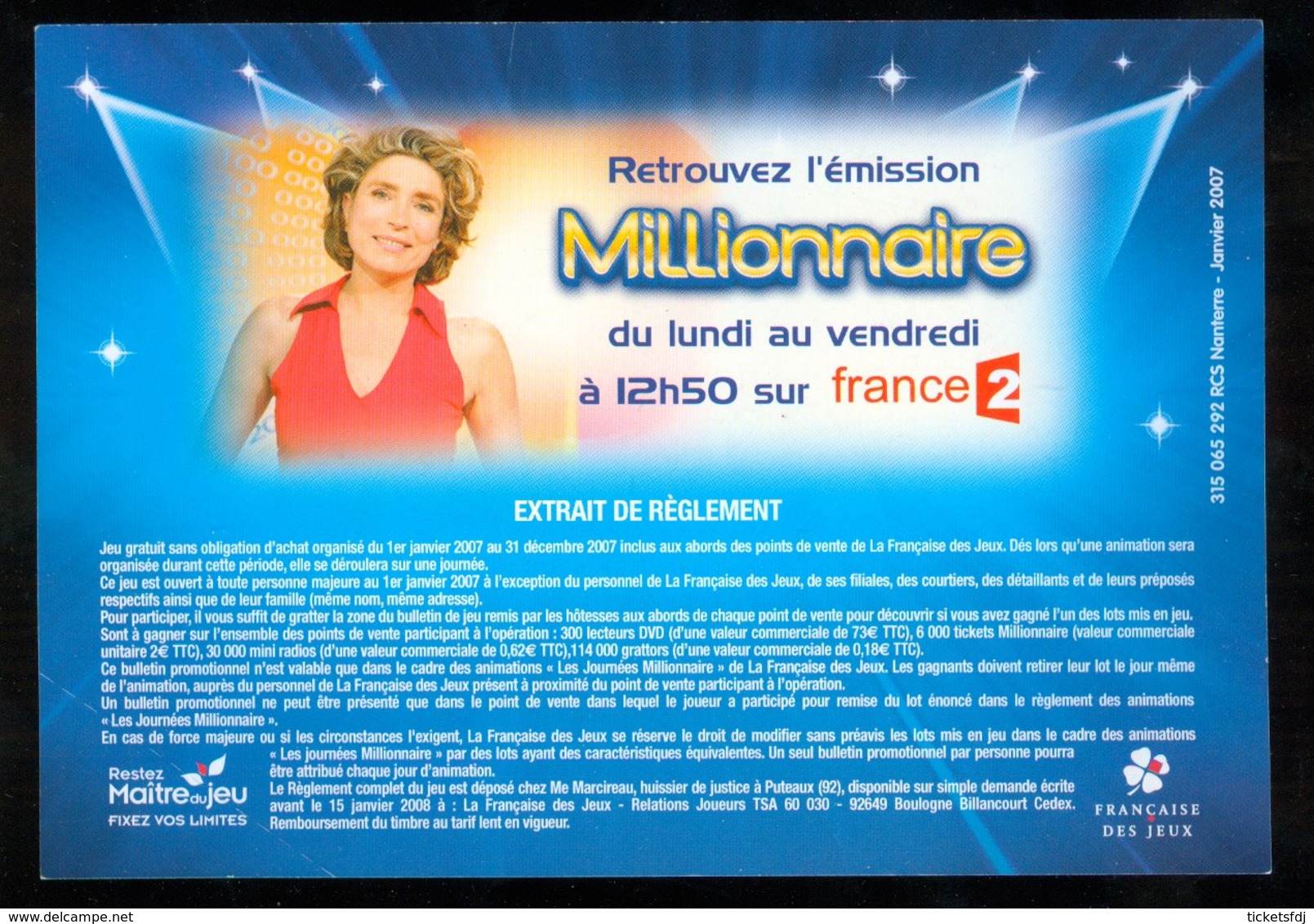 Promo FDJ - Journée MILLIONNAIRE - 41201 Neuf - Billets De Loterie