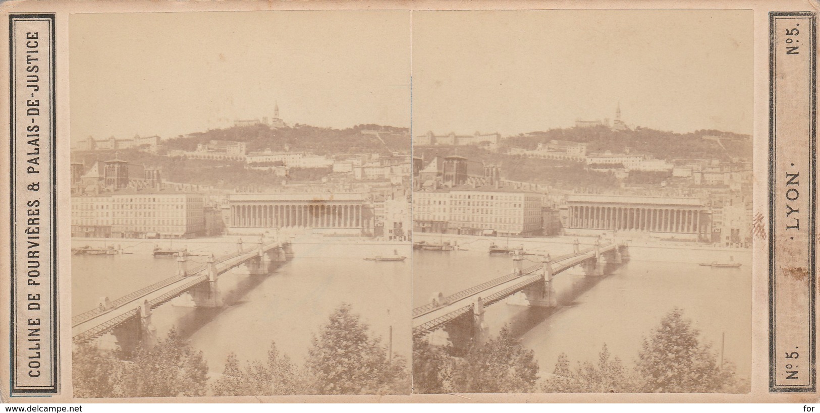 Photos - Stéréo. : LYON : Colline De Fourvières & Palais De Justice  ( éd. Observatoire Gay ) N° 5 - Photos Stéréoscopiques