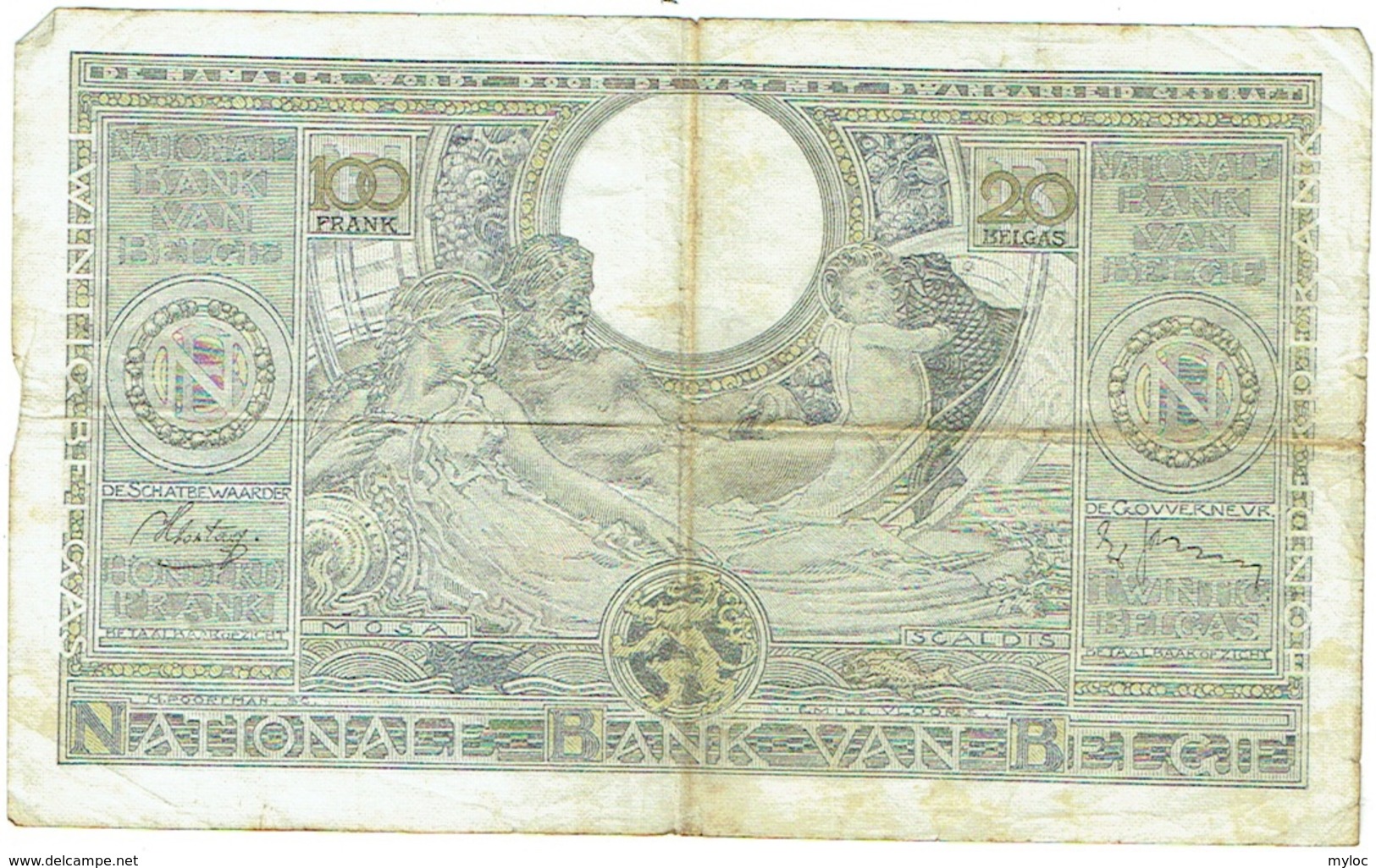 Billet. Belgie/Belgique. 100 Francs. 20 Belgas. 08.02.39. - 100 Francs & 100 Francs-20 Belgas