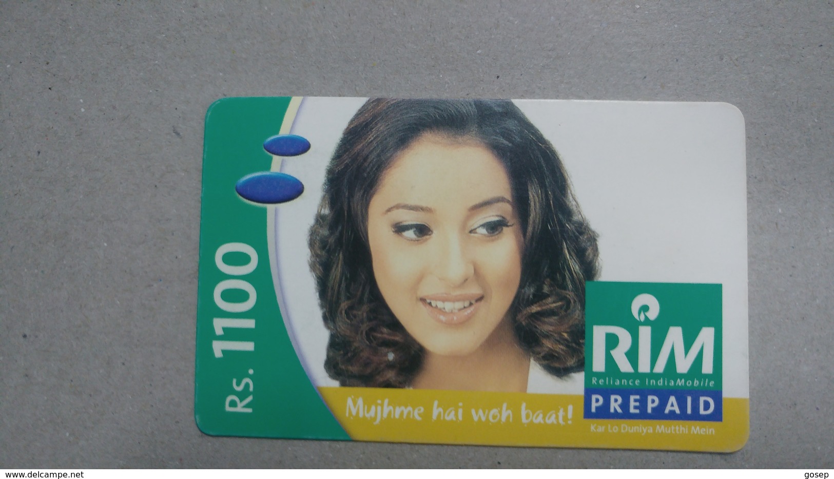 India-rim Prepiad Card-(43l)-(rs.1100)-(navi Mumbai)-(15.9.2005)-(look Out Side)-used Card+1 Card Prepiad Free - Indien