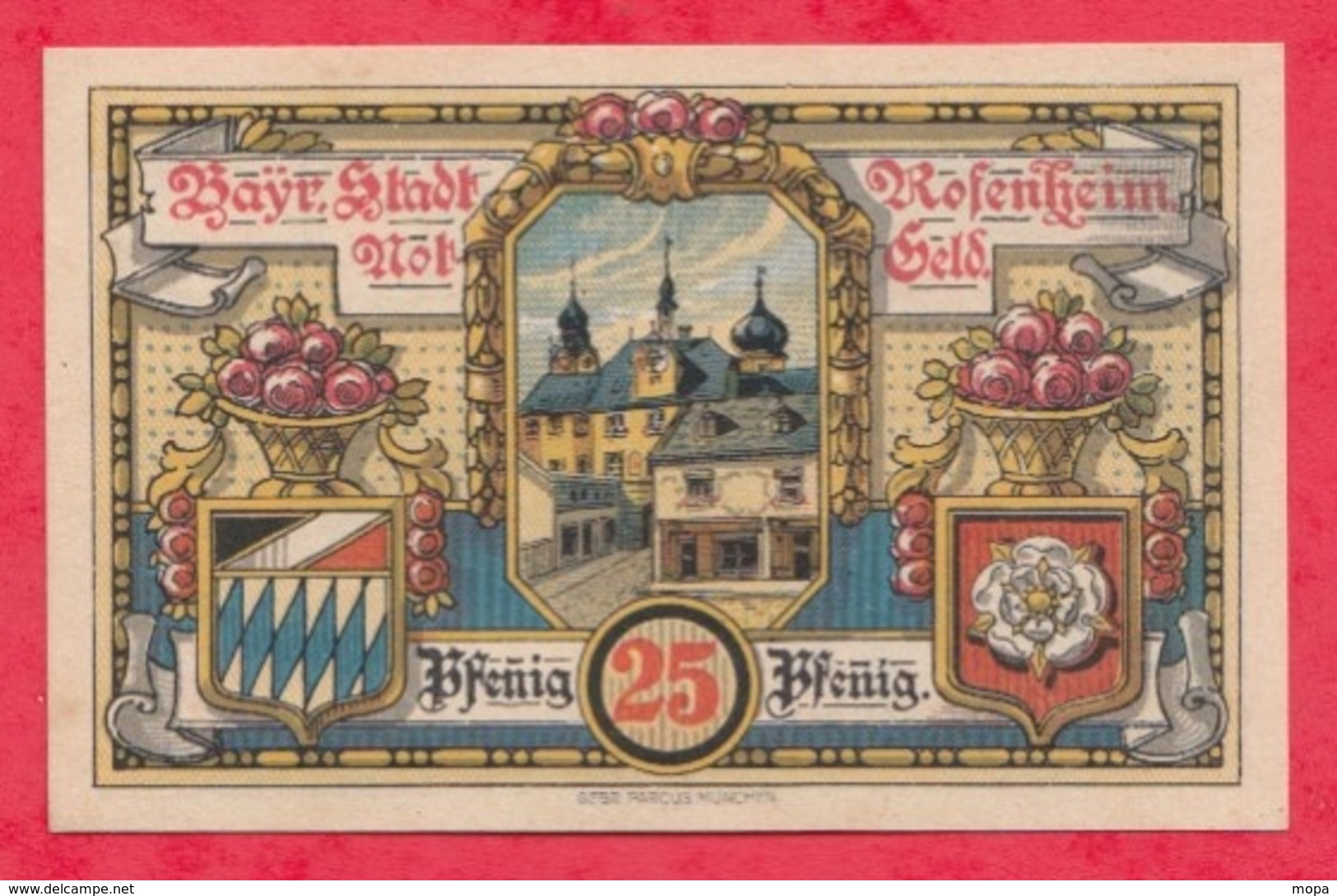 Allemagne 1 Notgeld De 25 Pfenning Stadt Rosenheim UNC  N °2402 - Collections