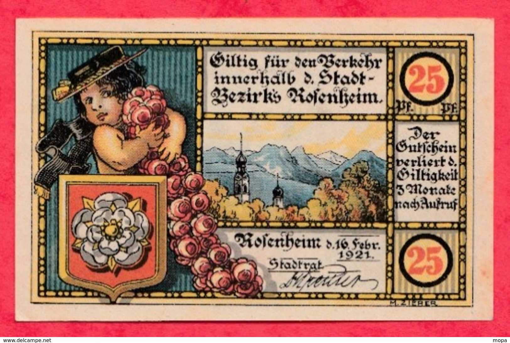 Allemagne 1 Notgeld De 25 Pfenning Stadt Rosenheim UNC  N °2402 - Collections