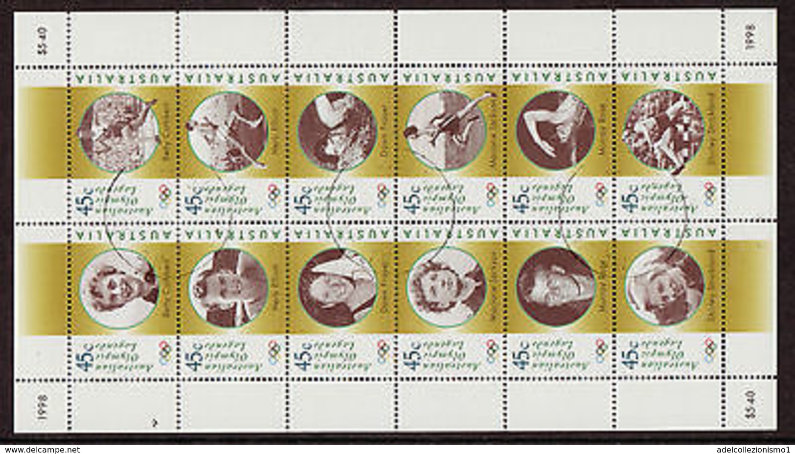 74646) Australia 1998 OLYMPIC LEGENDS SHEETLET Di 12V- USATO - Blocks & Kleinbögen