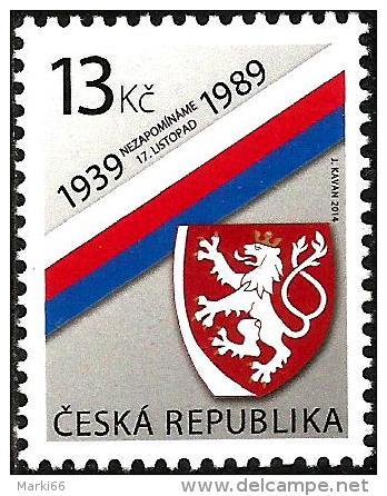 Czech Republic - 2014 - Anniversary Of The 17th Of November - Velvet Revolution - Mint Stamp - Neufs