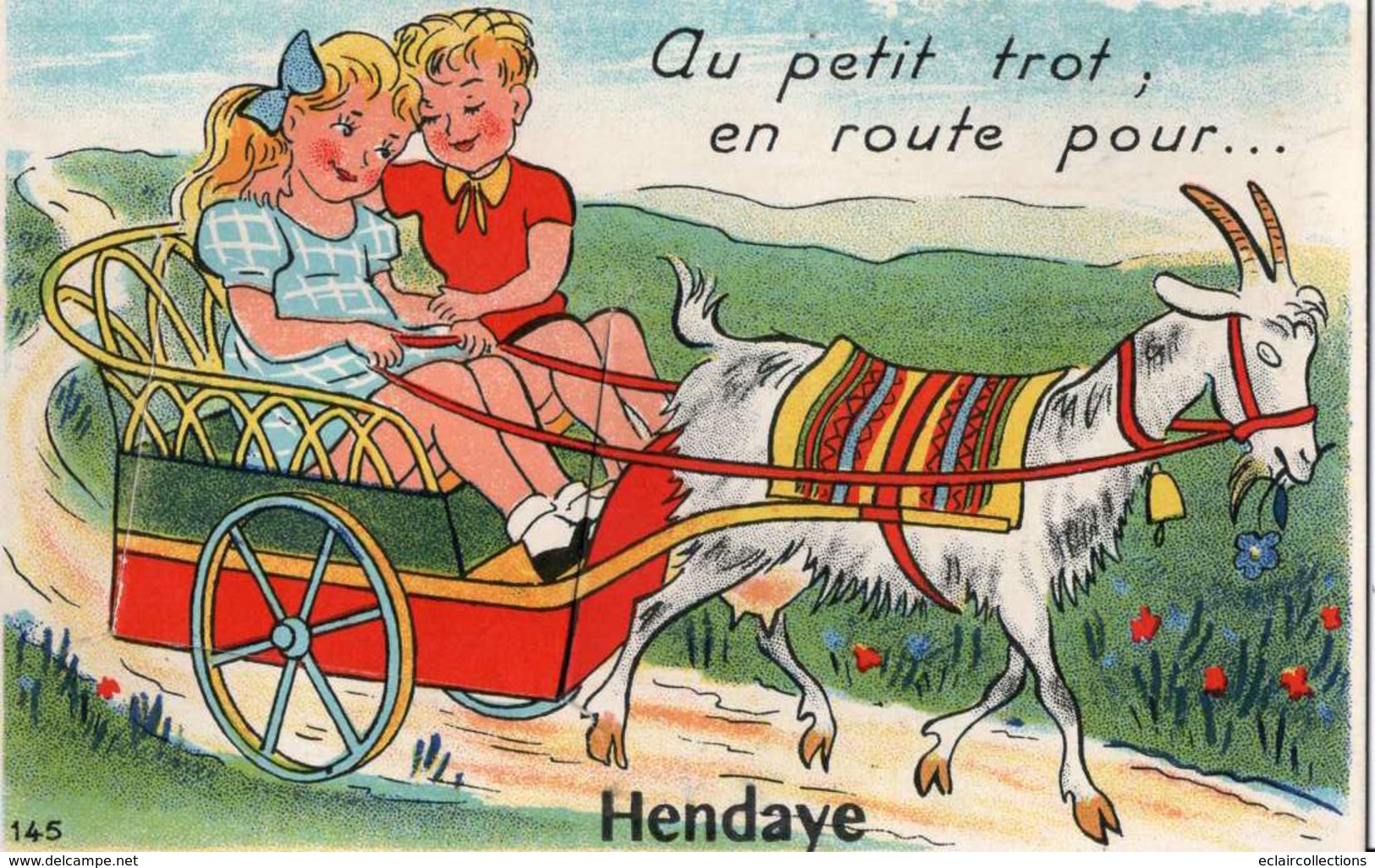 Hendaye        64         Carte A Système Dépliant Avec Minivues Attelage De Chèvre         (voir Scan) - Hendaye
