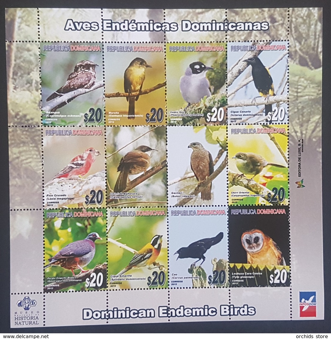 DE23 - Dominican Republic 2012 Birds Sc 1529 FULL SHEET S/S - MNH - Dominican Republic