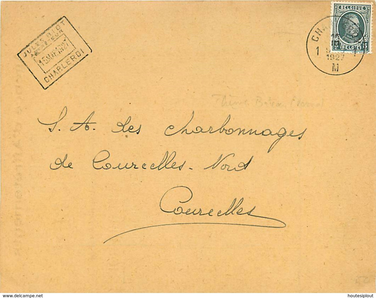 Belgique.  TP 193 (dont 1 Sans Signature) Sur 10 Imprimés Charleroi 1 > Courcelles 1927  Cours Des Frèts - 1922-1927 Houyoux