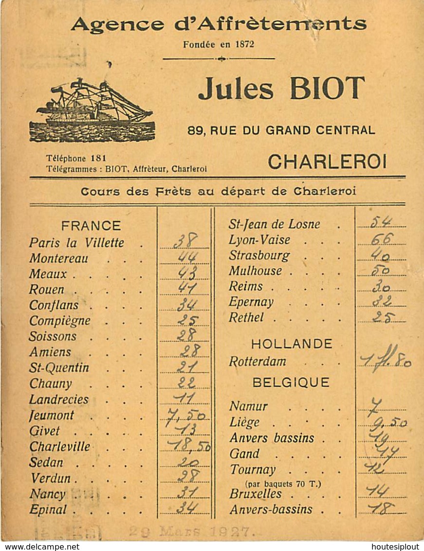 Belgique.  TP 193 (dont 1 Sans Signature) Sur 10 Imprimés Charleroi 1 > Courcelles 1927  Cours Des Frèts - 1922-1927 Houyoux