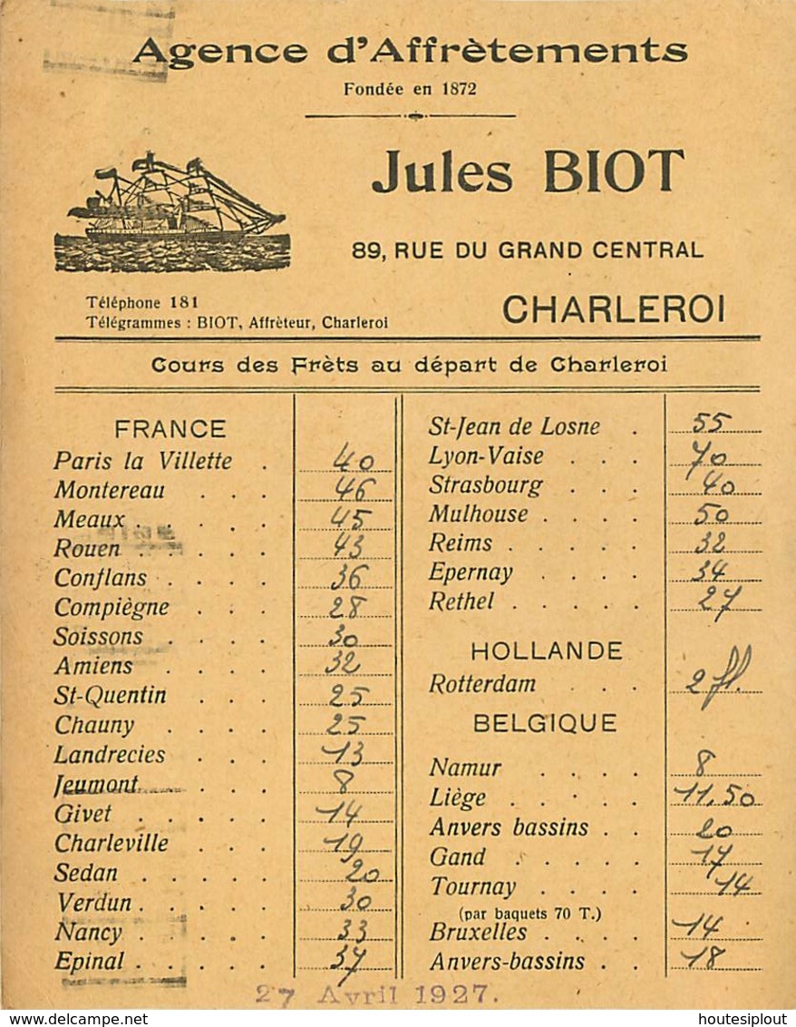 Belgique.  TP 193 (dont 1 sans signature) sur 10 imprimés Charleroi 1 > Courcelles 1927  cours des Frèts