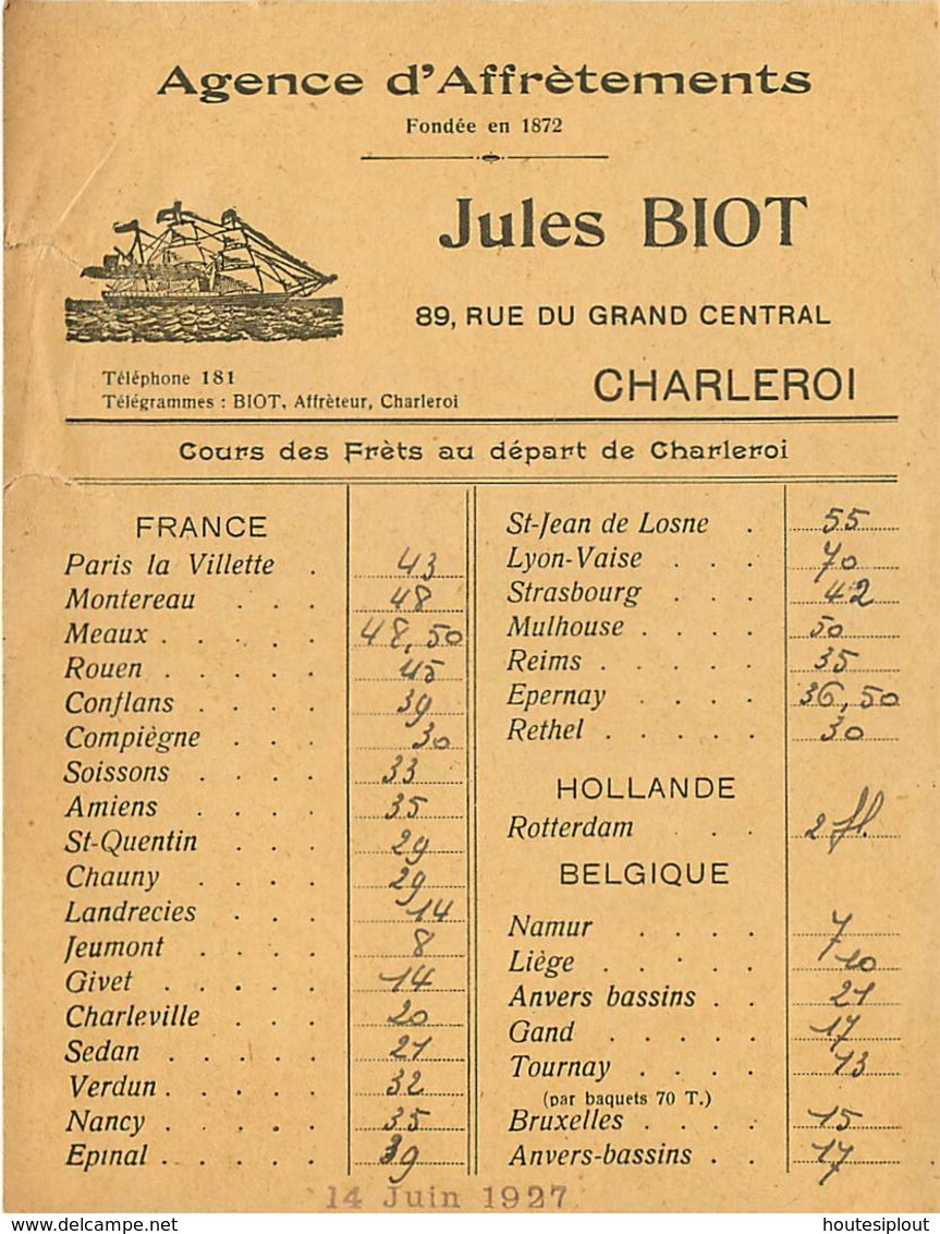 Belgique.  TP 193 (dont 1 sans signature) sur 10 imprimés Charleroi 1 > Courcelles 1927  cours des Frèts