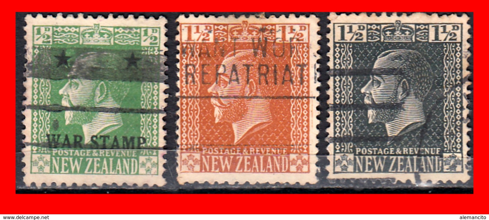 NEW ZELANDA --  3 SELLOS 1“ KING GEORGE V ”   1915-1922 SELLOS DIFERENTES VALORES - Usados