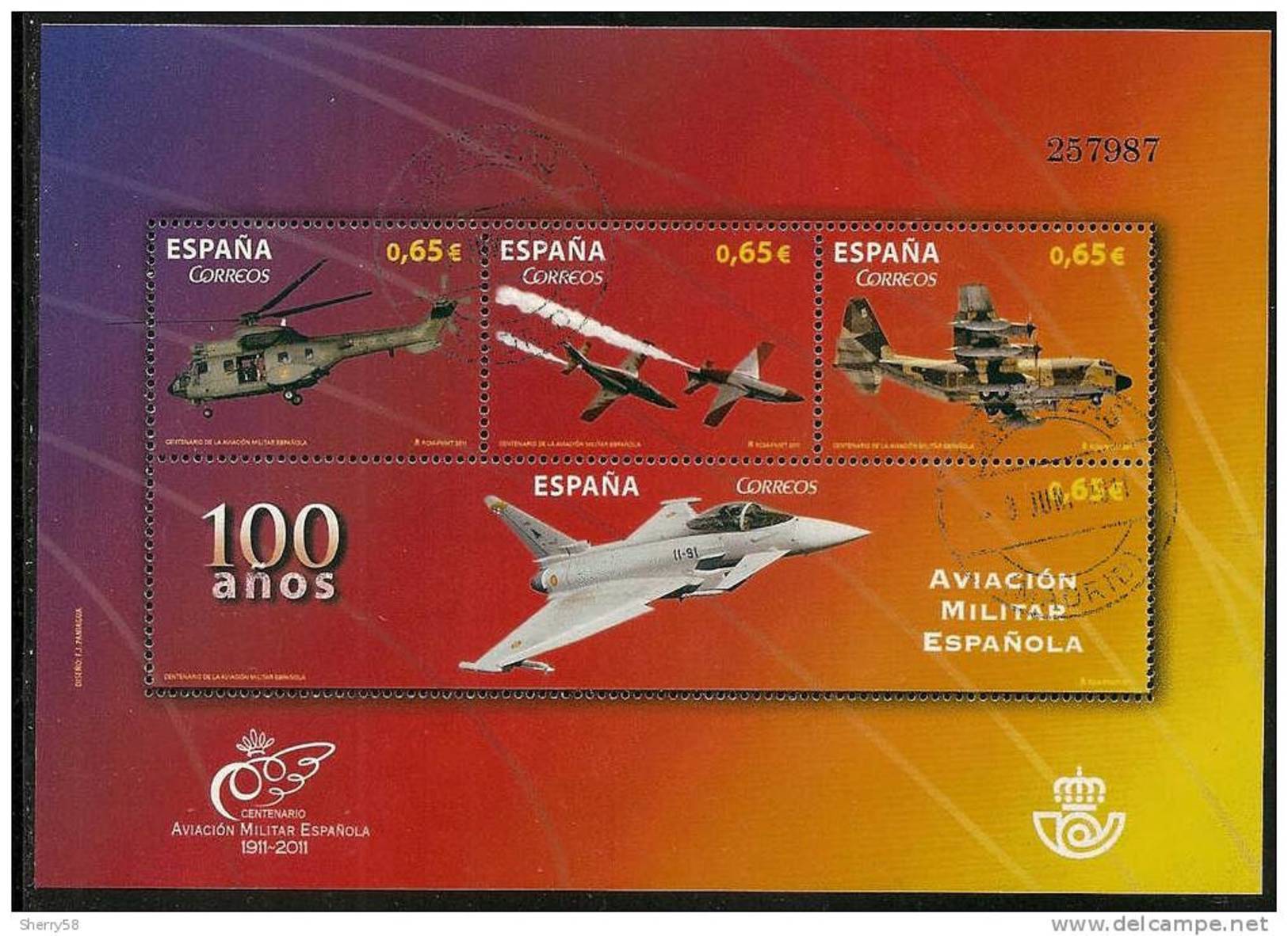2011-ED. 4653-H.B. -100 AÑOS DE AVIACION MILITAR ESPAÑOLA-USADO - Usados