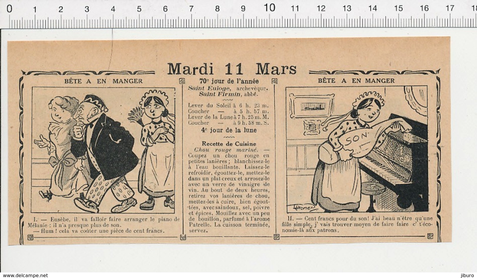 2 Scans Humour De 1913 Son (de Blé Céréales Sac) Du Piano Thème Accordeur Facteur De Piano Musique Sérénade 223XF - Non Classés