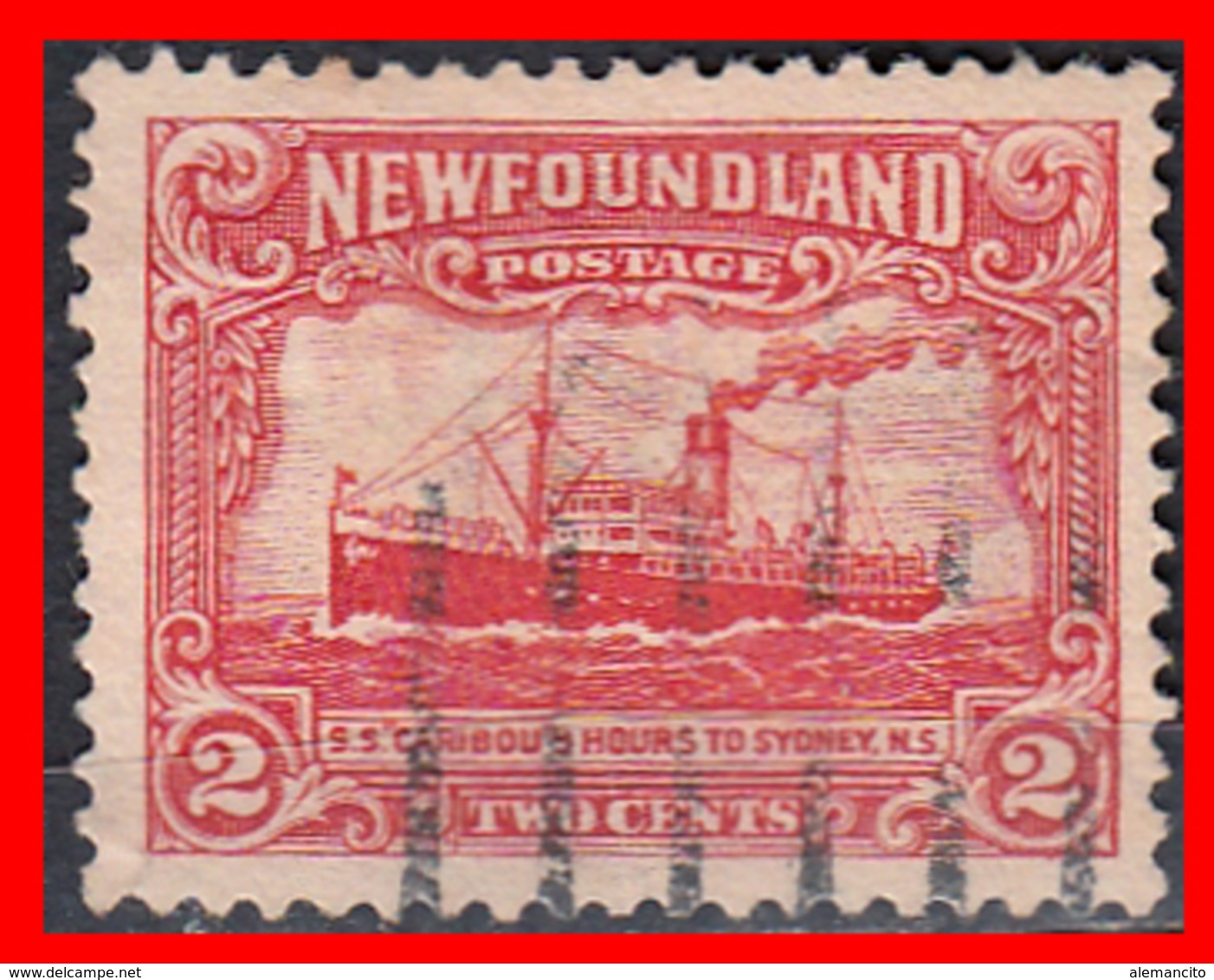 CANADA ISLA DE TERRANOVA   SELLO AÑO 1928 STEAMSHIP “CARIBOU” — 2 CENTS - Usados