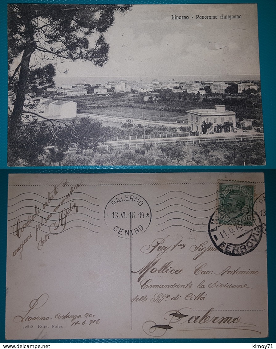 Cartolina Livorno - Panorama Antignano. Viaggiata 1916 - Livorno