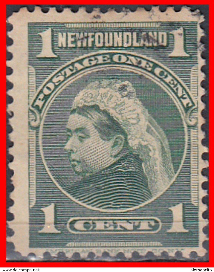 CANADA ISLA DE TERRANOVA  SELLO AÑO 1897-1901   —  1 CENTS QUEEN VICTORIA - Usados