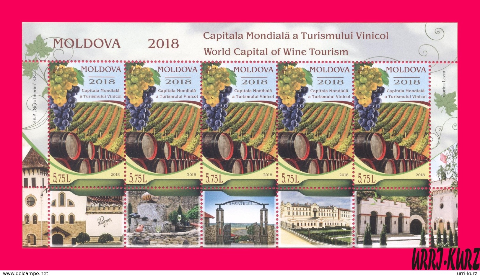 MOLDOVA 2018 Nature Flora Fruits Grape Vineyard Viniculture World Capital Of Wine Tourism M-s Mi Klb.1061 Sc997 MNH - Moldova