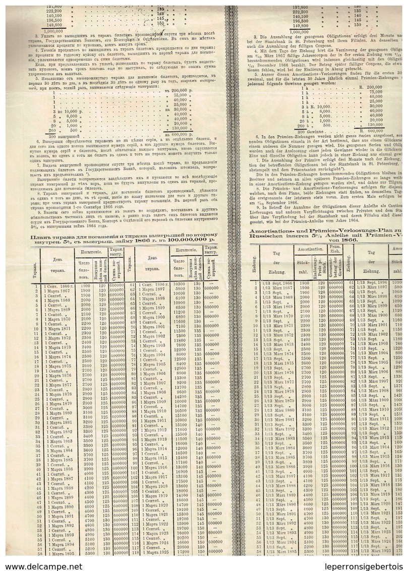 Obligation Ancienne - 2 ème Emprunt 5,-% à Lots De La Russie De 1866 - VF - Russie